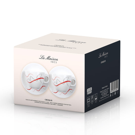SET 2 TAZZINE CAFFÉ CON PIATTINO LA MAISON 1975 CROQUIS