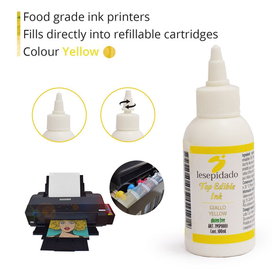 Inchiostro alimentare 100 ml Giallo per stampanti Epson