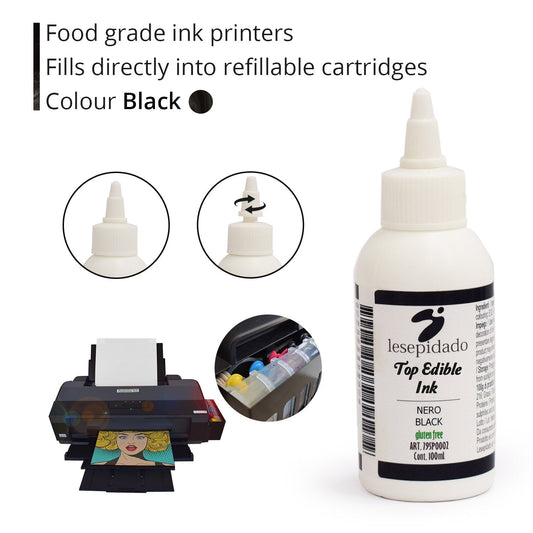 Inchiostro alimentare 100 ml Nero per stampanti Epson