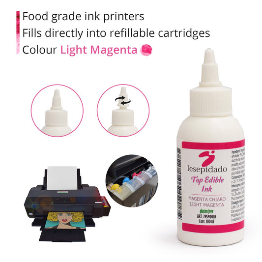 Inchiostro alimentare 100 ml Magenta Chiaro per stampanti Epson