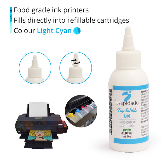 Inchiostro alimentare 100 ml Ciano Chiaro per stampanti Epson