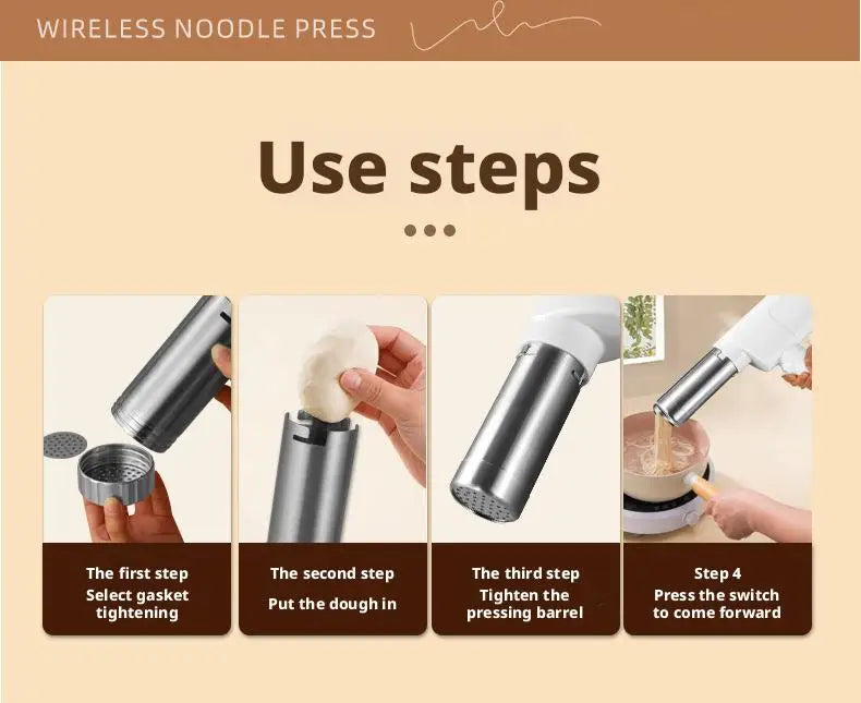 Hand Operated Pasta Maker Cutter Portable Automatic Electric Charging Wireless Manual Spaghetti Noodles Dough Pressing Machine
