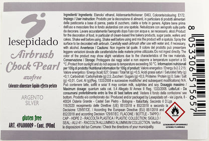 Colorante alimentare Perlato Argento per Aerografo a base alcol 190ml
