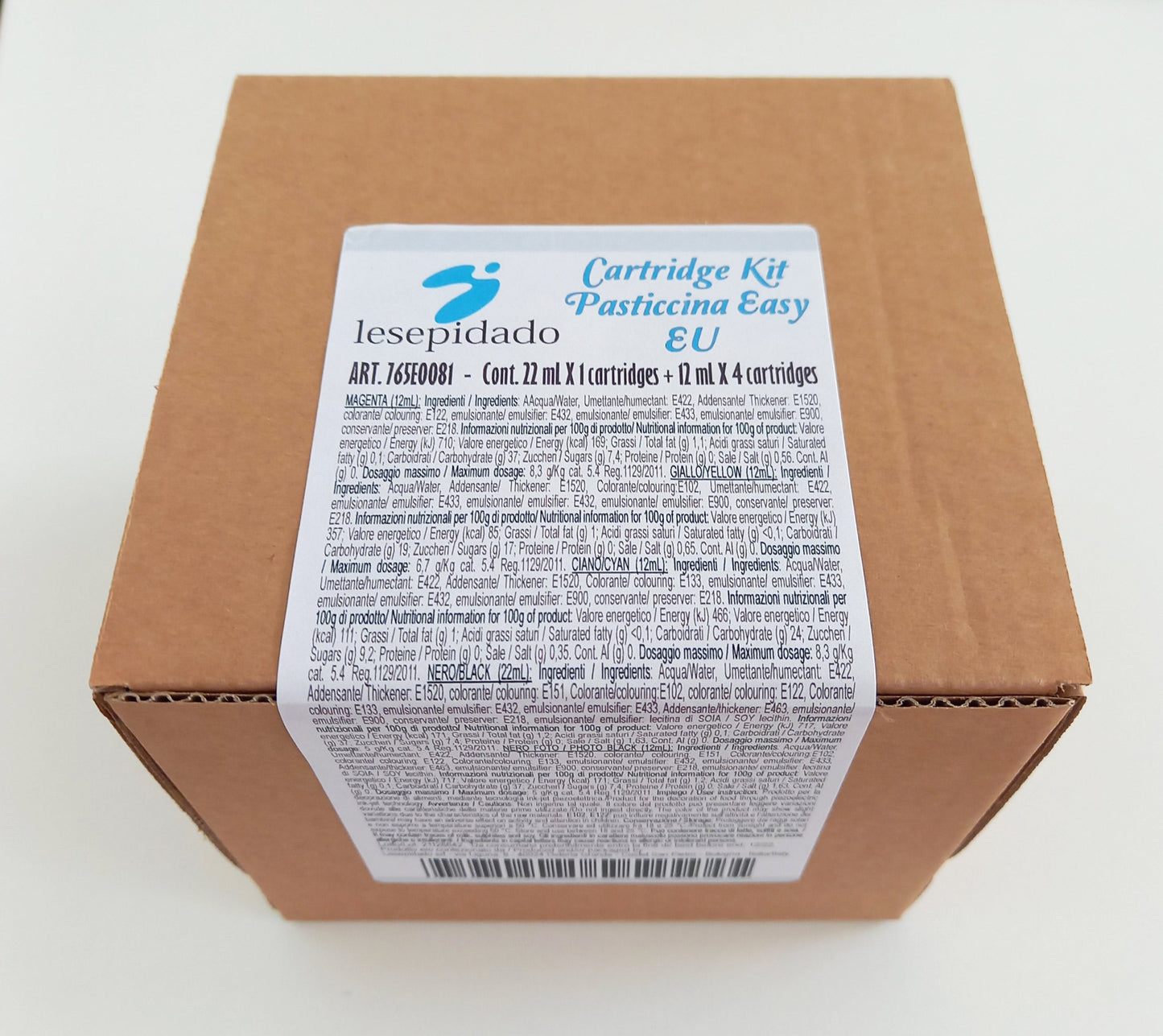 Kit 5 cartucce inchiostro alimentare CMYK Pasticcina Easy 12mlx4 +22ml