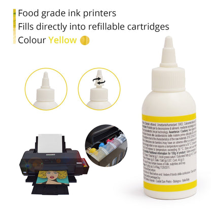 Inchiostro alimentare 100 ml Giallo per stampanti Epson