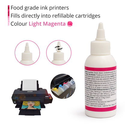 Inchiostro alimentare 100 ml Magenta Chiaro per stampanti Epson