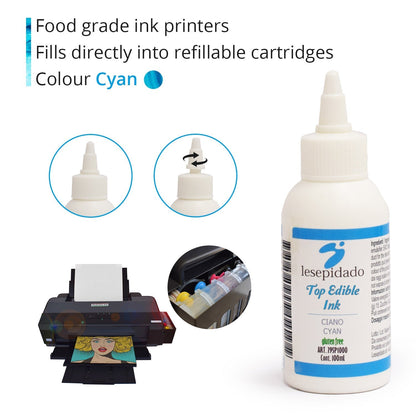 Inchiostro alimentare 100 ml Ciano per stampanti Epson