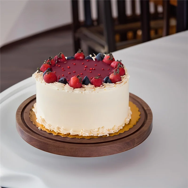 ABKJ-Cake Stand With Lid, Wood 12In Round Cake Holder, 2-In-1 Dessert Table Display Set & Charcuterie Board For Cheese