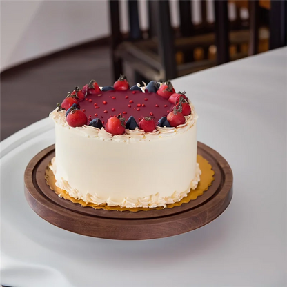 ABKJ-Cake Stand With Lid, Wood 12In Round Cake Holder, 2-In-1 Dessert Table Display Set & Charcuterie Board For Cheese
