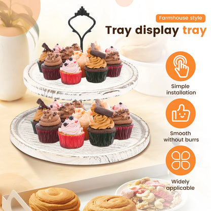 2/3-Layer Wooden Cupcake Stand Round Tiered Cake Display Stand For Birthday Party Dessert Table Fruit Plate Display Tray NEW