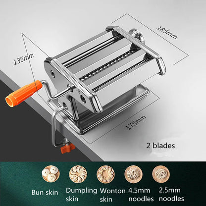 Portable manual stainless steel noodle machine Household dough press machine manual pasta machine