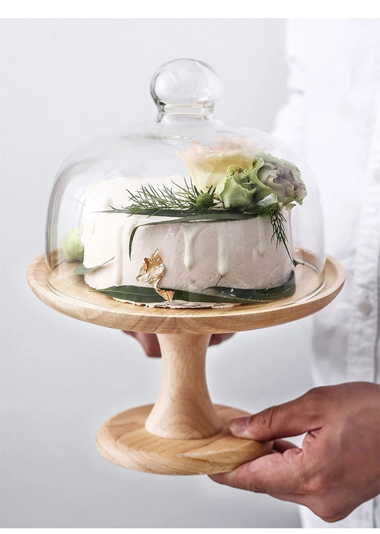 Minimalist Glass Cover Cake Stand Trays Decorative Afternoon Tea Dessert Plate Snack Dish Coffee Table Desktop Nordic Home Decor