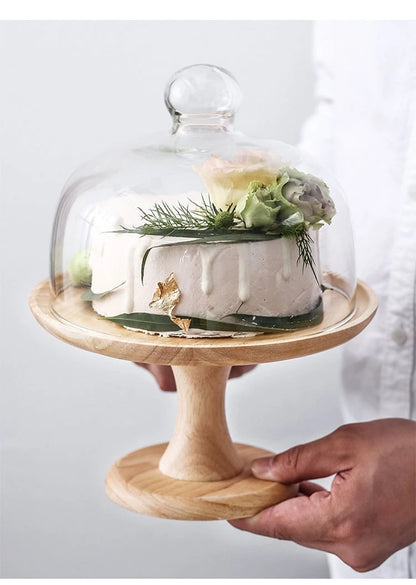 Minimalist Glass Cover Cake Stand Trays Decorative Afternoon Tea Dessert Plate Snack Dish Coffee Table Desktop Nordic Home Decor