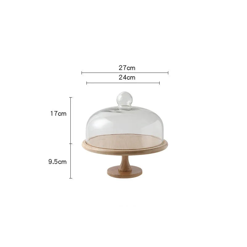 Minimalist Glass Cover Cake Stand Trays Decorative Afternoon Tea Dessert Plate Snack Dish Coffee Table Desktop Nordic Home Decor
