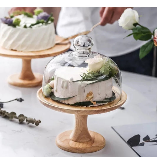Minimalist Glass Cover Cake Stand Trays Decorative Afternoon Tea Dessert Plate Snack Dish Coffee Table Desktop Nordic Home Decor