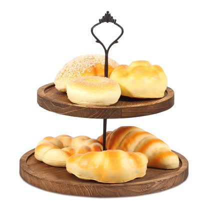 2/3-Layer Wooden Cupcake Stand Round Tiered Cake Display Stand For Birthday Party Dessert Table Fruit Plate Display Tray NEW