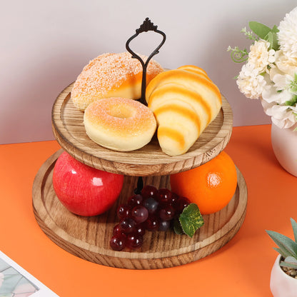 2/3-Layer Wooden Cupcake Stand Round Tiered Cake Display Stand For Birthday Party Dessert Table Fruit Plate Display Tray NEW