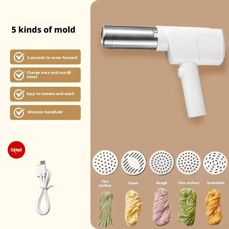 Hand Operated Pasta Maker Cutter Portable Automatic Electric Charging Wireless Manual Spaghetti Noodles Dough Pressing Machine