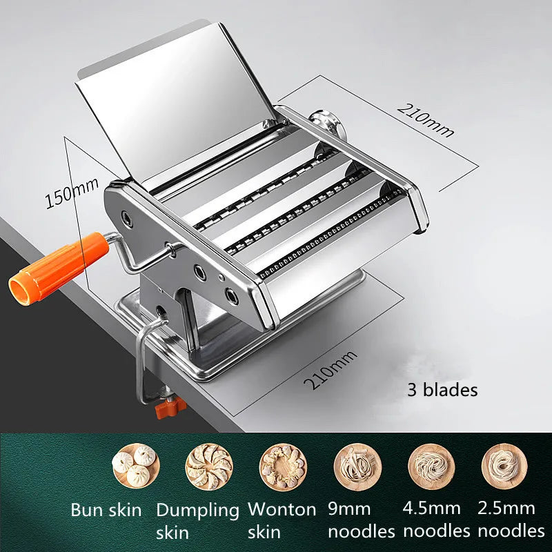 Portable manual stainless steel noodle machine Household dough press machine manual pasta machine