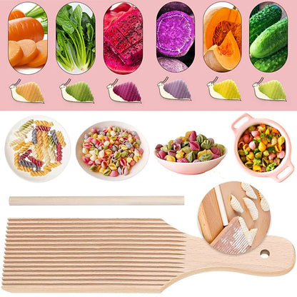 Wooden Gnocchi Pasta Board Set for Rolling Dough Pasta Garganelli Stick Butter Paddles for Homemade Pasta and Butter
