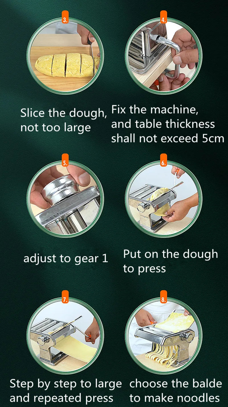 Portable manual stainless steel noodle machine Household dough press machine manual pasta machine