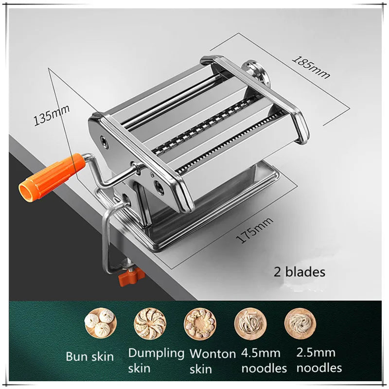 Portable manual stainless steel noodle machine Household dough press machine manual pasta machine