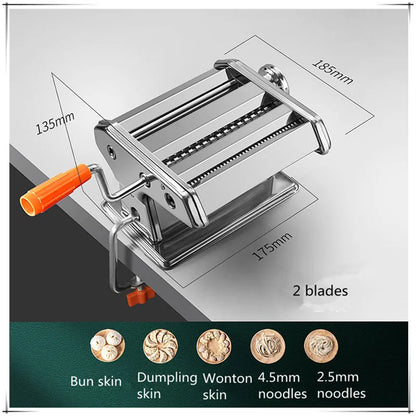 Portable manual stainless steel noodle machine Household dough press machine manual pasta machine