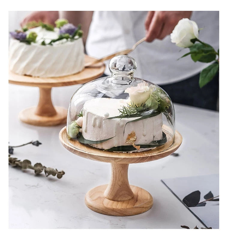 Minimalist Glass Cover Cake Stand Trays Decorative Afternoon Tea Dessert Plate Snack Dish Coffee Table Desktop Nordic Home Decor
