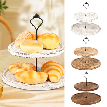 2/3-Layer Wooden Cupcake Stand Round Tiered Cake Display Stand For Birthday Party Dessert Table Fruit Plate Display Tray NEW