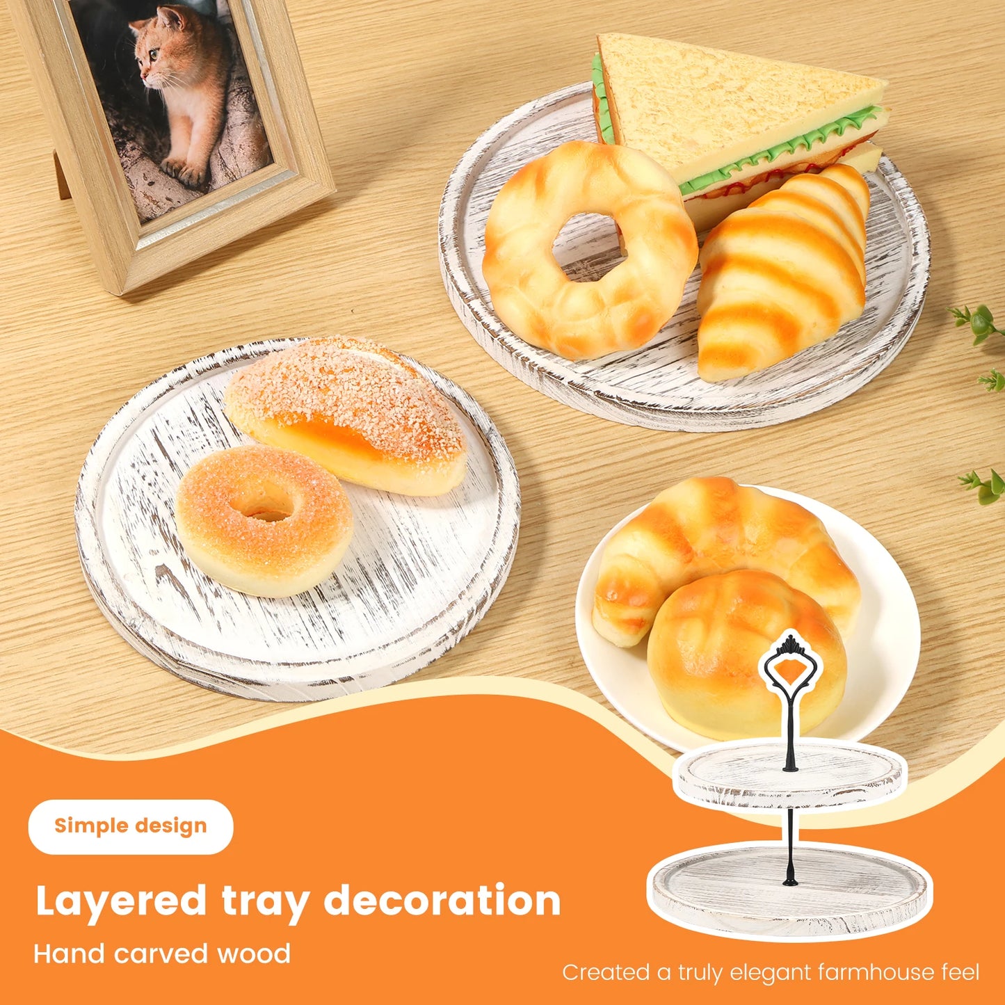 2/3-Layer Wooden Cupcake Stand Round Tiered Cake Display Stand For Birthday Party Dessert Table Fruit Plate Display Tray NEW