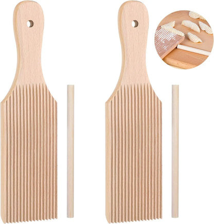 Wooden Gnocchi Pasta Board Set for Rolling Dough Pasta Garganelli Stick Butter Paddles for Homemade Pasta and Butter
