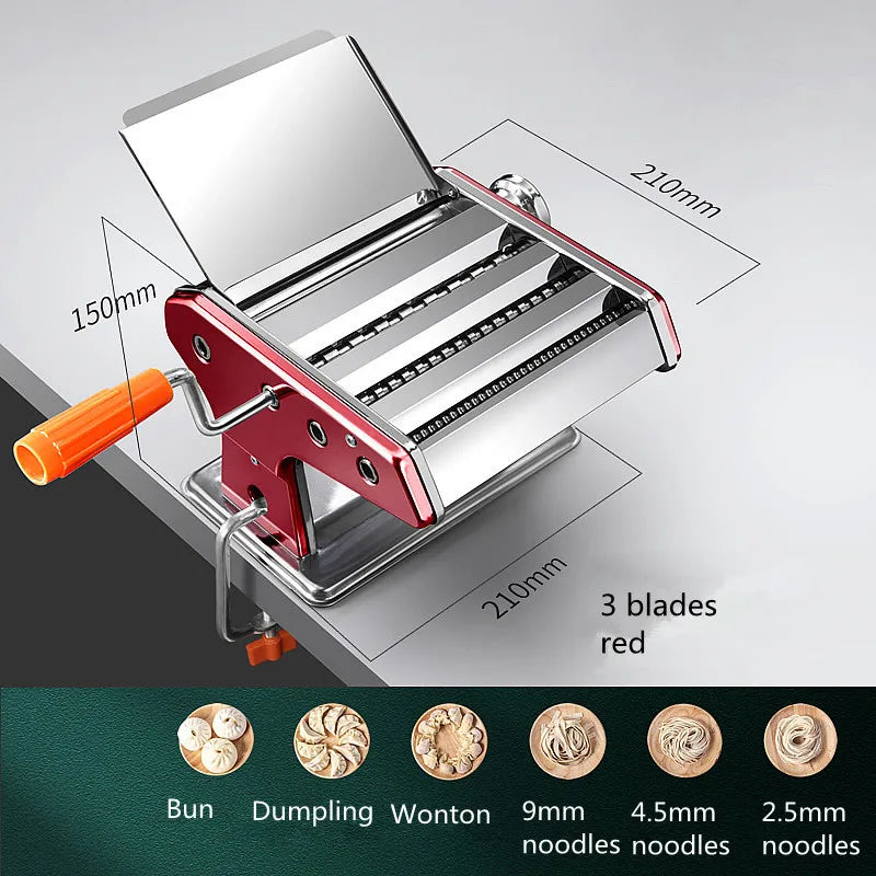 Portable manual stainless steel noodle machine Household dough press machine manual pasta machine