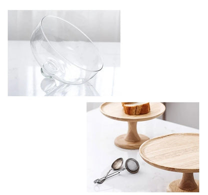 Minimalist Glass Cover Cake Stand Trays Decorative Afternoon Tea Dessert Plate Snack Dish Coffee Table Desktop Nordic Home Decor