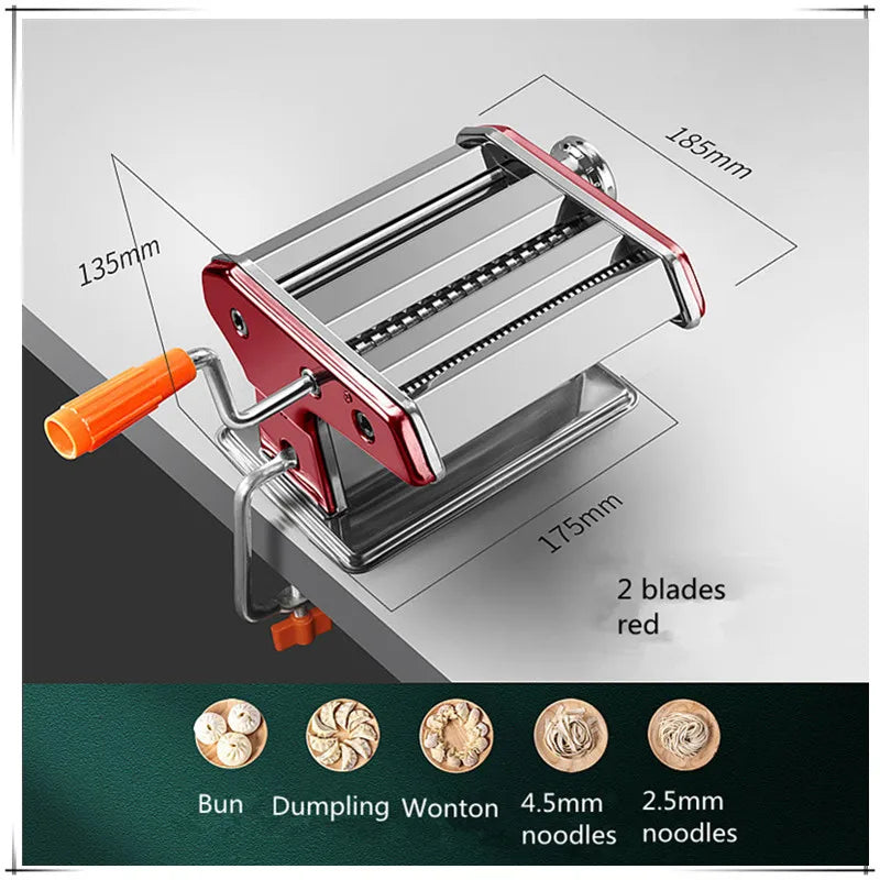 Portable manual stainless steel noodle machine Household dough press machine manual pasta machine