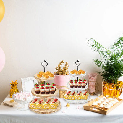 2/3-Layer Wooden Cupcake Stand Round Tiered Cake Display Stand For Birthday Party Dessert Table Fruit Plate Display Tray NEW