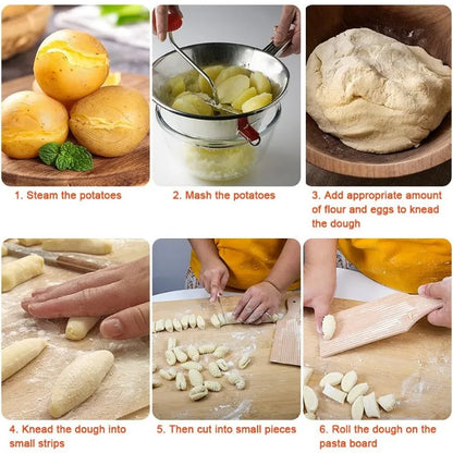 Wooden Gnocchi Pasta Board Set for Rolling Dough Pasta Garganelli Stick Butter Paddles for Homemade Pasta and Butter
