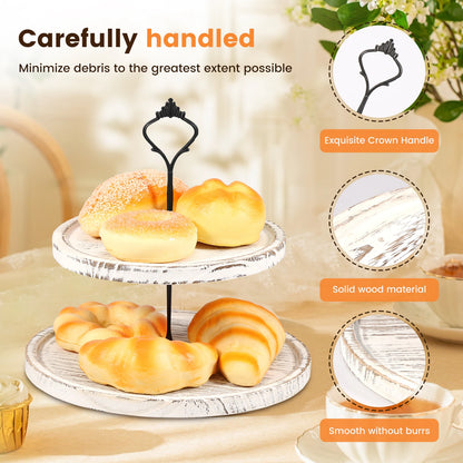 2/3-Layer Wooden Cupcake Stand Round Tiered Cake Display Stand For Birthday Party Dessert Table Fruit Plate Display Tray NEW