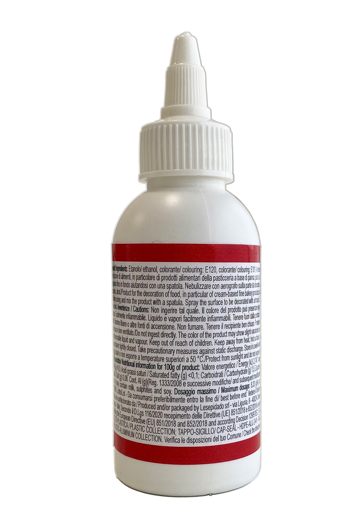 Colorante alimentare Perlato Rosso per aerografo a base alcol 100ml